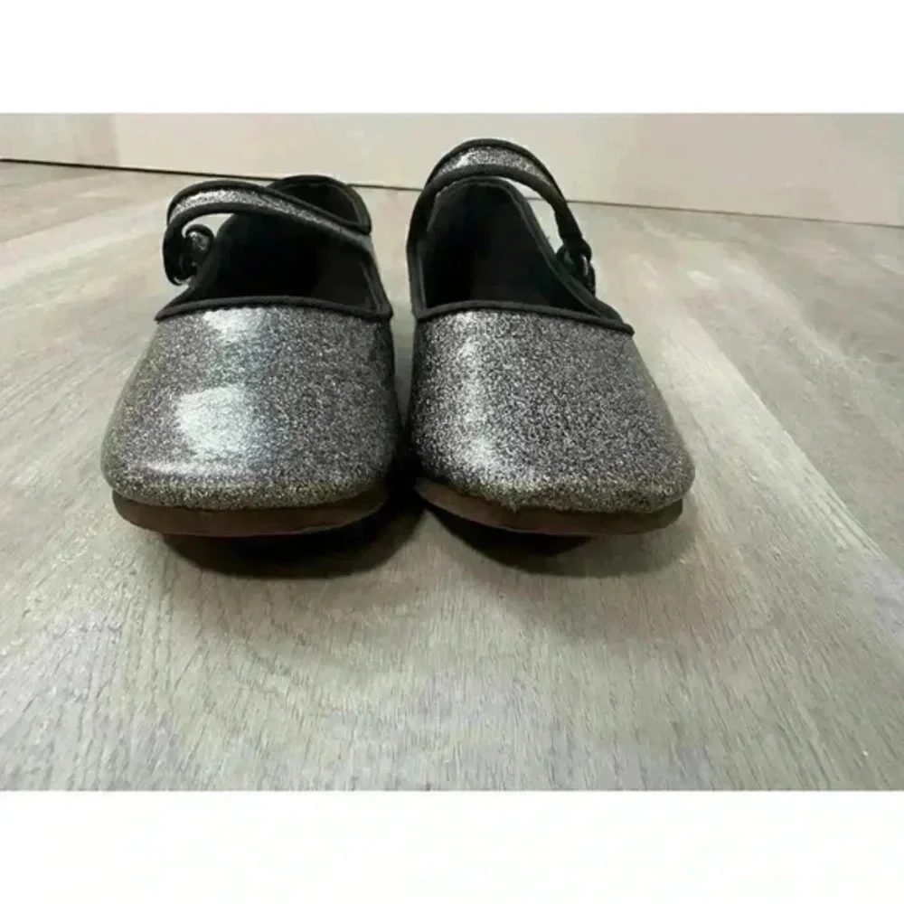 ZABA Kids Girls Glitter Mary Jane Flats Sparkle Silver Strap Shoes Size 27 us 9‎